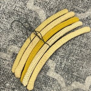 Set of 5 yellow crochet hangars